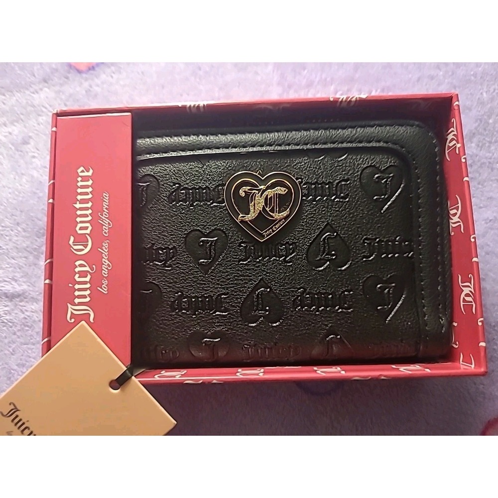 New With Tags Juicy Couture Licorice Medium Double Zip Wallet Retail 79.00